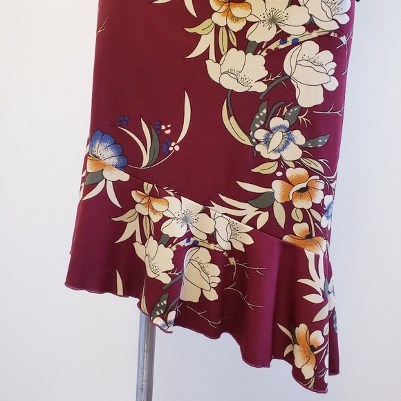 Bias-cut flutter bottom red floral dress, Charlotte Russe size M - Picture 6 of 13